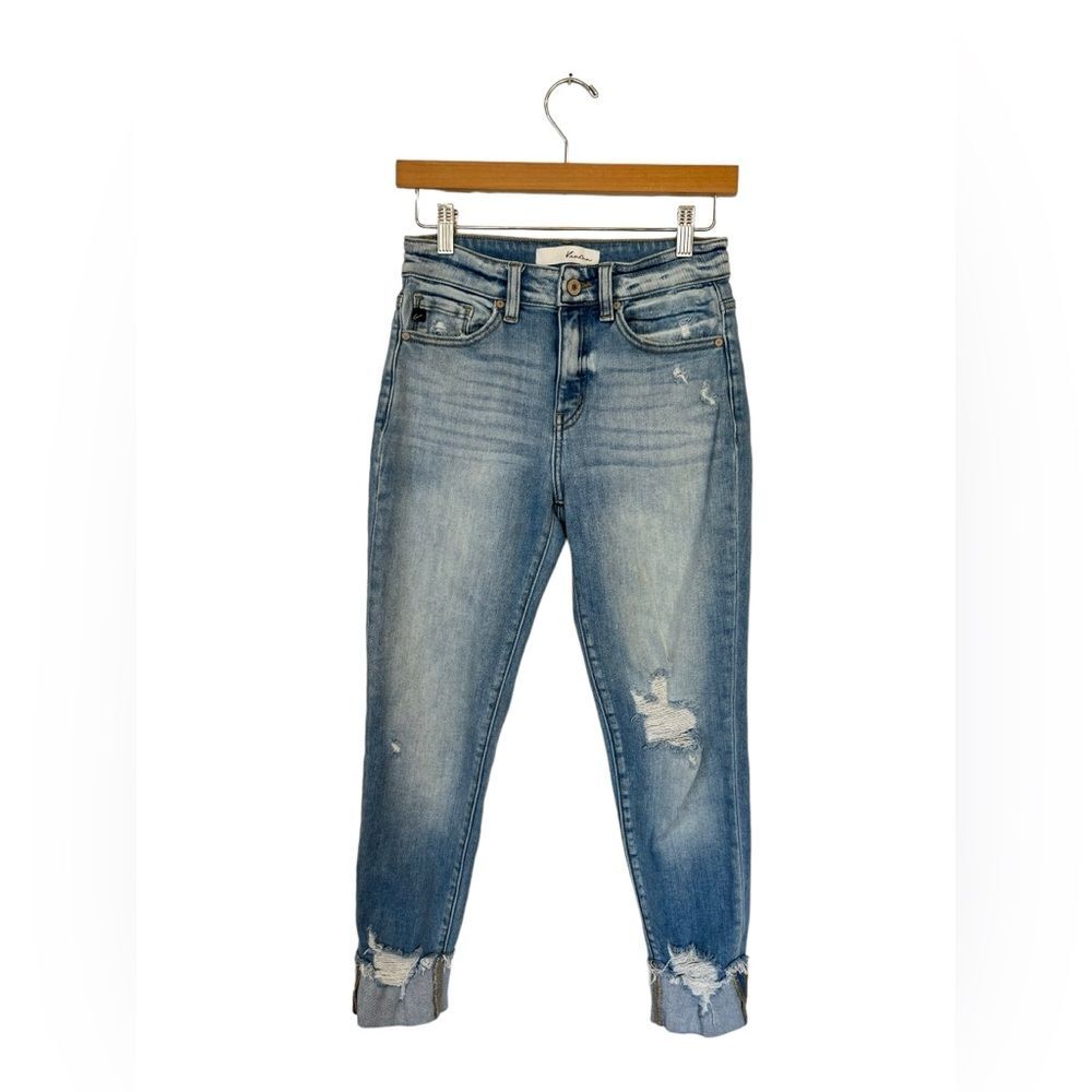 Kancan |‎ KC9230L Mid Rise Skinny Cuffed Distressed ankle Denim Jeans 5/26